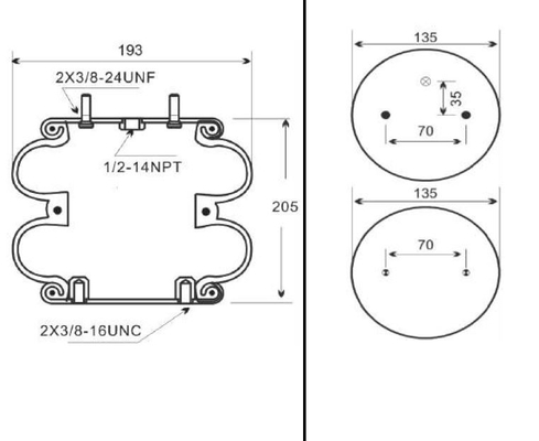 Bolso del muelle suspendedor del aire IATF16949 del FD 120-20 para el camión