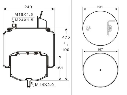 Pedernal W01-M58-8474 Goodyear 1R10-704 20582215 de la amortiguación de aire con resorte del camión para la amortiguación de aire con resorte de