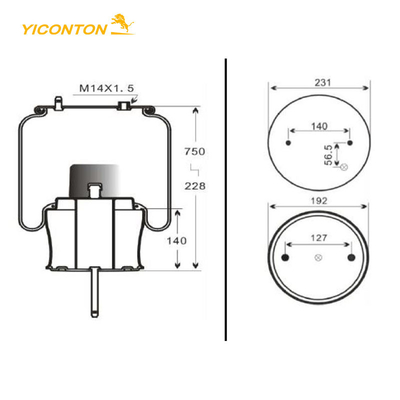 Muelle suspendedor 1DF20A-2 Goodyear 1R11-185 566-22-3-859 1440305 del aire del remolque para el autobús de Scania