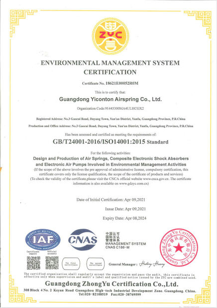 CHINA Yitao Air Spring Group certificaciones